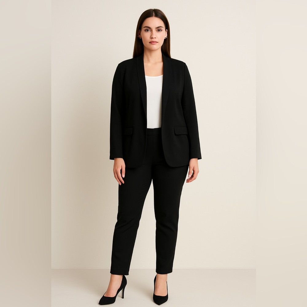 Magaschoni Black Open Front Blazer Jacket Women’s Size L